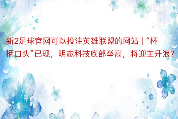 新2足球官网可以投注英雄联盟的网站 | “杯柄口头”已现，明志科技底部举高，将迎主升浪？